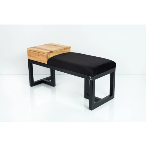 Ławka Pufa Tapicerowana Siedzisko Gładkie Czarny Stal LGMS-29 Rozmiary od 50 cm do 200 cm