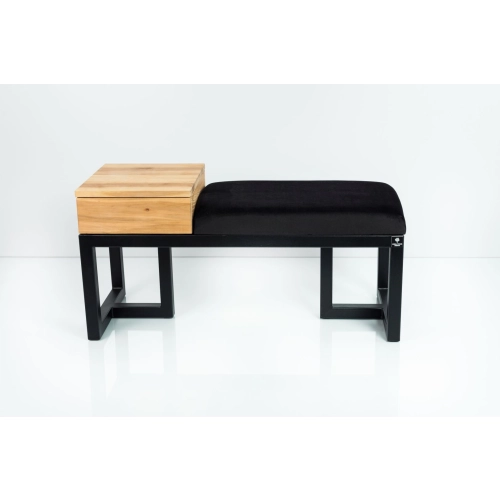 Ławka Pufa Tapicerowana Siedzisko Gładkie Czarny Stal LGMS-29 Rozmiary od 50 cm do 200 cm