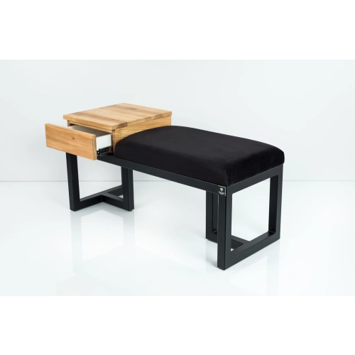 Ławka Pufa Tapicerowana Siedzisko Gładkie Czarny Stal LGMS-29 Rozmiary od 50 cm do 200 cm