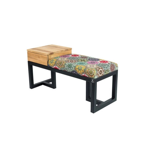 Ławka Pufa Tapicerowana Siedzisko Gładkie Hexagony Mandala Stal LGMS-29 Rozmiary od 50 cm do 200 cm