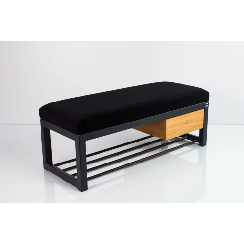 Ławka Pufa Tapicerowana Siedzisko Gładkie Czarny Stal LGMS-3 Rozmiary od 50 cm do 200 cm