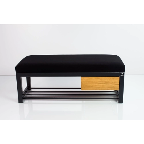 Ławka Pufa Tapicerowana Siedzisko Gładkie Czarny Stal LGMS-3 Rozmiary od 50 cm do 200 cm