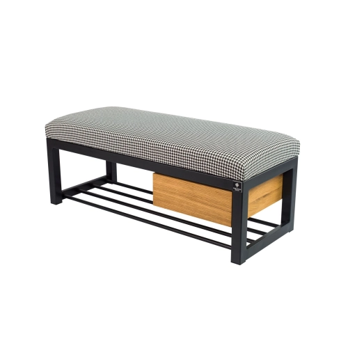 Ławka Pufa Tapicerowana Siedzisko Gładkie Pepitka Stal LGMS-3 Rozmiary od 50 cm do 200 cm