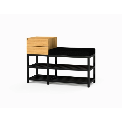 Ławka Pufa Tapicerowana Siedzisko Gładkie Czarny Stal LGMS-30 Rozmiary od 50 cm do 200 cm