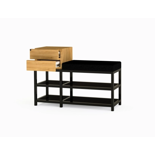 Ławka Pufa Tapicerowana Siedzisko Gładkie Czarny Stal LGMS-30 Rozmiary od 50 cm do 200 cm