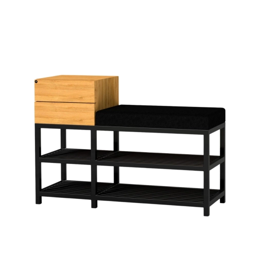 Ławka Pufa Tapicerowana Siedzisko Gładkie Czarny Stal LGMS-30 Rozmiary od 50 cm do 200 cm