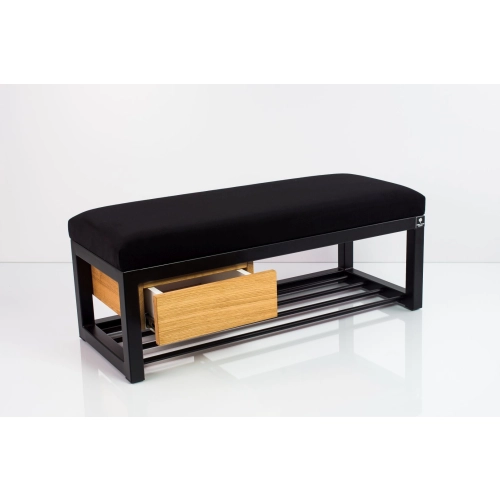 Ławka Pufa Tapicerowana Siedzisko Gładkie Czarny Stal LGMS-4 Rozmiary od 50 cm do 200 cm