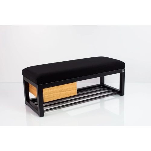 Ławka Pufa Tapicerowana Siedzisko Gładkie Czarny Stal LGMS-4 Rozmiary od 50 cm do 200 cm