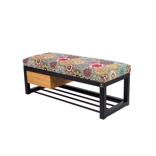 Ławka Pufa Tapicerowana Siedzisko Gładkie Hexagony Mandala Stal LGMS-4 Rozmiary od 50 cm do 200 cm