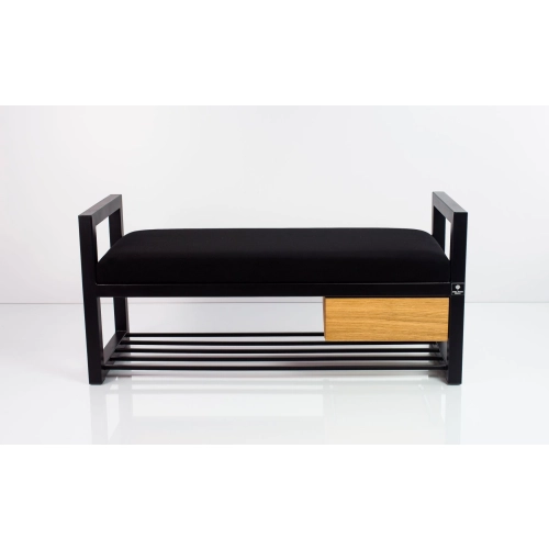 Ławka Pufa Tapicerowana Siedzisko Gładkie Czarny Stal LGMS-5 Rozmiary od 50 cm do 200 cm