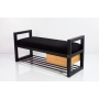 Ławka Pufa Tapicerowana Siedzisko Gładkie Czarny Stal LGMS-5 Rozmiary od 50 cm do 200 cm