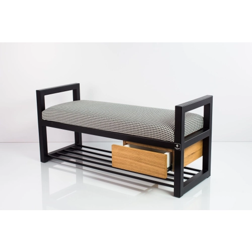 Ławka Pufa Tapicerowana Siedzisko Gładkie Pepitka Stal LGMS-5 Rozmiary od 50 cm do 200 cm