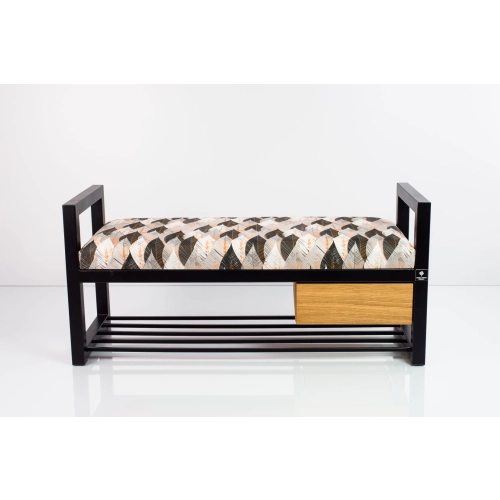 Ławka Pufa Tapicerowana Siedzisko Gładkie Ażurowe Liście Stal LGMS-5 Rozmiary od 50 cm do 200 cm