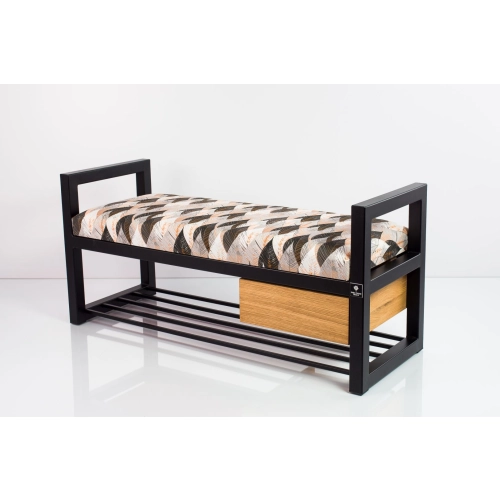 Ławka Pufa Tapicerowana Siedzisko Gładkie Ażurowe Liście Stal LGMS-5 Rozmiary od 50 cm do 200 cm