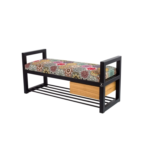 Ławka Pufa Tapicerowana Siedzisko Gładkie Hexagony Mandala Stal LGMS-5 Rozmiary od 50 cm do 200 cm