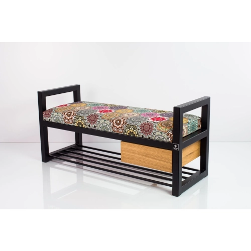 Ławka Pufa Tapicerowana Siedzisko Gładkie Hexagony Mandala Stal LGMS-5 Rozmiary od 50 cm do 200 cm