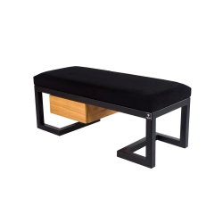 Ławka Pufa Tapicerowana Siedzisko Gładkie Czarny Stal LGMS-6 Rozmiary od 50 cm do 200 cm