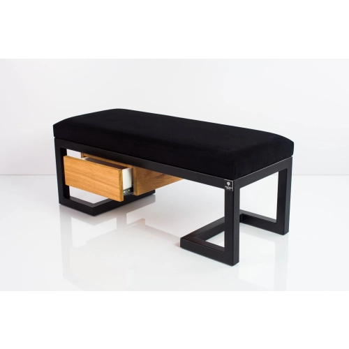 Ławka Pufa Tapicerowana Siedzisko Gładkie Czarny Stal LGMS-6 Rozmiary od 50 cm do 200 cm