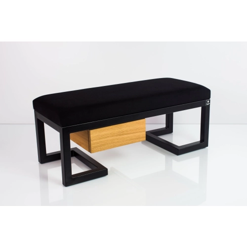 Ławka Pufa Tapicerowana Siedzisko Gładkie Czarny Stal LGMS-6 Rozmiary od 50 cm do 200 cm
