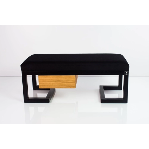 Ławka Pufa Tapicerowana Siedzisko Gładkie Czarny Stal LGMS-6 Rozmiary od 50 cm do 200 cm