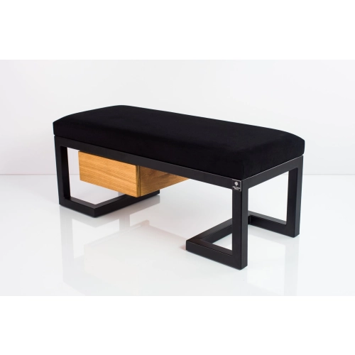 Ławka Pufa Tapicerowana Siedzisko Gładkie Czarny Stal LGMS-6 Rozmiary od 50 cm do 200 cm