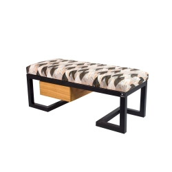 Ławka Pufa Tapicerowana Siedzisko Gładkie Ażurowe Liście Stal LGMS-6 Rozmiary od 50 cm do 200 cm