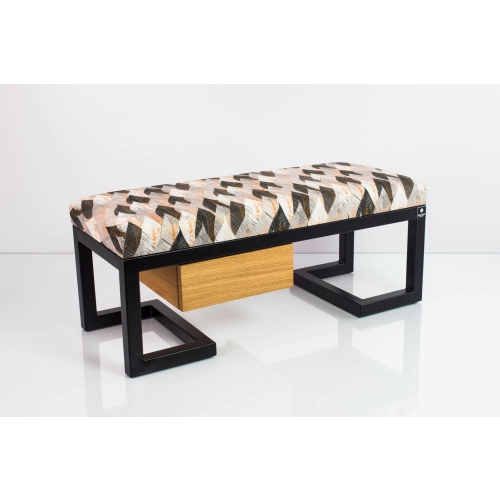 Ławka Pufa Tapicerowana Siedzisko Gładkie Ażurowe Liście Stal LGMS-6 Rozmiary od 50 cm do 200 cm