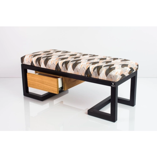 Ławka Pufa Tapicerowana Siedzisko Gładkie Ażurowe Liście Stal LGMS-6 Rozmiary od 50 cm do 200 cm