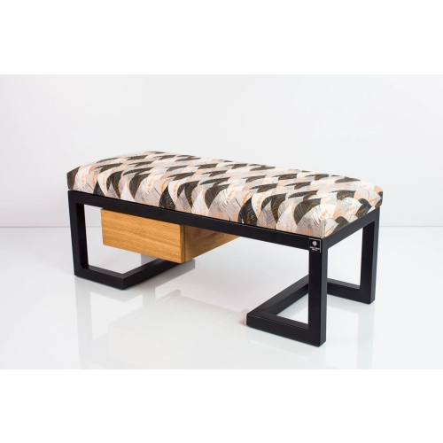 Ławka Pufa Tapicerowana Siedzisko Gładkie Ażurowe Liście Stal LGMS-6 Rozmiary od 50 cm do 200 cm