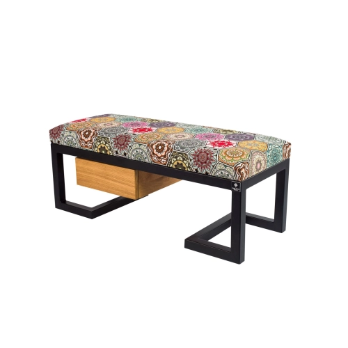 Ławka Pufa Tapicerowana Siedzisko Gładkie Hexagony Mandala Stal LGMS-6 Rozmiary od 50 cm do 200 cm