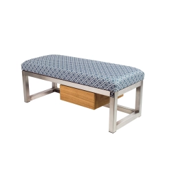 Ławka Pufa Tapicerowana Siedzisko Gładkie EVO 33 Stal Nierdzewna Szczotkowana / Polerowana LGMS-7 Rozmiary od 50 cm do 200 cm
