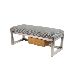 Ławka Pufa Tapicerowana Siedzisko Gładkie Pepitka Stal Nierdzewna Szczotkowana / Polerowana LGMS-7 Rozmiary od 50 cm do 200 cm