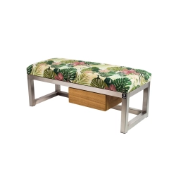 Ławka Pufa Tapicerowana Siedzisko Gładkie Tropic 01 Stal Nierdzewna Szczotkowana / Polerowana LGMS-7 Rozmiary od 50 cm do 200 cm