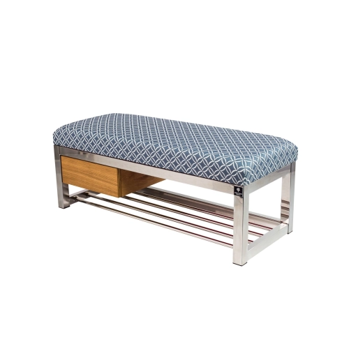 Ławka Pufa Tapicerowana Siedzisko Gładkie EVO 33 Stal Nierdzewna Szczotkowana / Polerowana LGMS-8 Rozmiary od 50 cm do 200 cm
