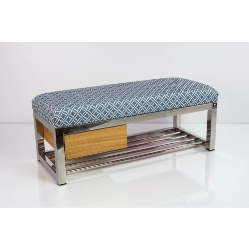 Ławka Pufa Tapicerowana Siedzisko Gładkie EVO 33 Stal Nierdzewna Szczotkowana / Polerowana LGMS-8 Rozmiary od 50 cm do 200 cm