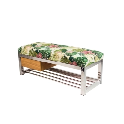 Ławka Pufa Tapicerowana Siedzisko Gładkie Tropic 01 Stal Nierdzewna Szczotkowana / Polerowana LGMS-8 Rozmiary od 50 cm do 200 cm