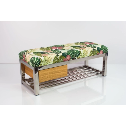 Ławka Pufa Tapicerowana Siedzisko Gładkie Tropic 01 Stal Nierdzewna Szczotkowana / Polerowana LGMS-8 Rozmiary od 50 cm do 200 cm