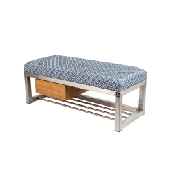 Ławka Pufa Tapicerowana Siedzisko Gładkie EVO 33 Stal Nierdzewna Szczotkowana / Polerowana LGMS-9 Rozmiary od 50 cm do 200 cm