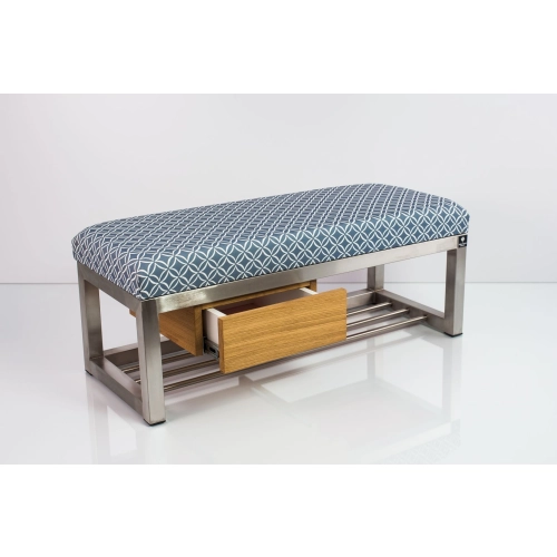 Ławka Pufa Tapicerowana Siedzisko Gładkie EVO 33 Stal Nierdzewna Szczotkowana / Polerowana LGMS-9 Rozmiary od 50 cm do 200 cm