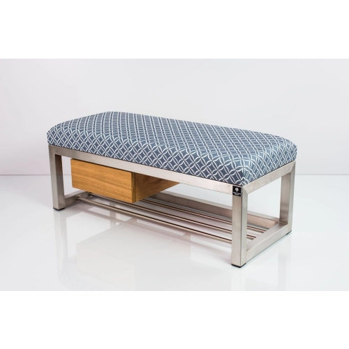 Ławka Pufa Tapicerowana Siedzisko Gładkie EVO 33 Stal Nierdzewna Szczotkowana / Polerowana LGMS-9 Rozmiary od 50 cm do 200 cm