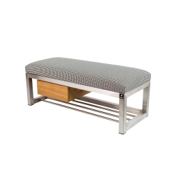 Ławka Pufa Tapicerowana Siedzisko Gładkie Pepitka Stal Nierdzewna Szczotkowana / Polerowana LGMS-9 Rozmiary od 50 cm do 200 cm