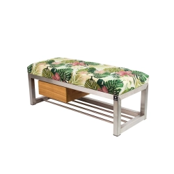 Ławka Pufa Tapicerowana Siedzisko Gładkie Tropic 01 Stal Nierdzewna Szczotkowana / Polerowana LGMS-9 Rozmiary od 50 cm do 200 cm