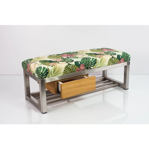 Ławka Pufa Tapicerowana Siedzisko Gładkie Tropic 01 Stal Nierdzewna Szczotkowana / Polerowana LGMS-9 Rozmiary od 50 cm do 200 cm