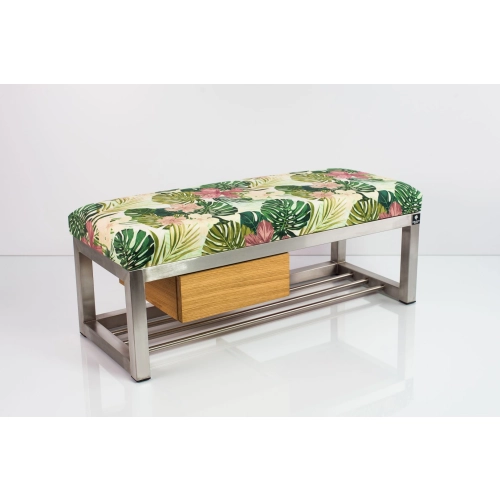Ławka Pufa Tapicerowana Siedzisko Gładkie Tropic 01 Stal Nierdzewna Szczotkowana / Polerowana LGMS-9 Rozmiary od 50 cm do 200 cm