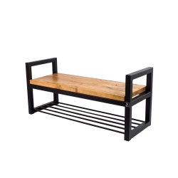 Ławka Metalowa Loft Siedzisko Drewno Lite Dąb LM-10 Rozmiary od 50 cm do 200 cm