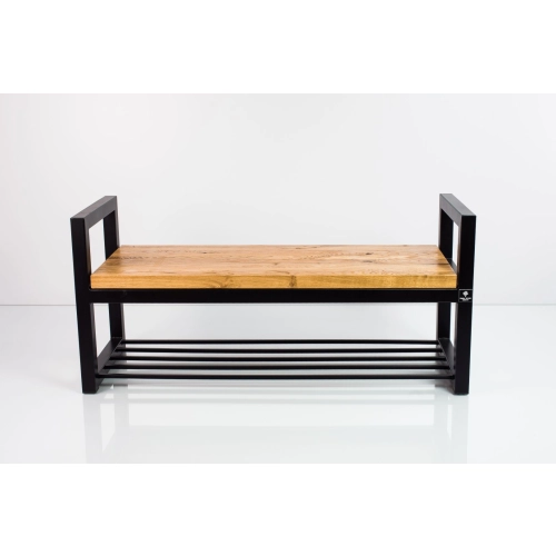 Ławka Metalowa Loft Siedzisko Drewno Lite Dąb LM-10 Rozmiary od 50 cm do 200 cm