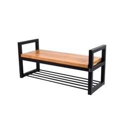 Ławka Metalowa Loft Siedzisko Drewno Lite Olcha LM-10 Rozmiary od 50 cm do 200 cm