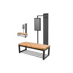 Ławka Industrialna z wieszakiem i lustrem