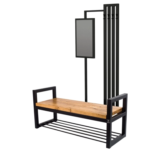 Ławka Industrialna z wieszakiem i lustrem