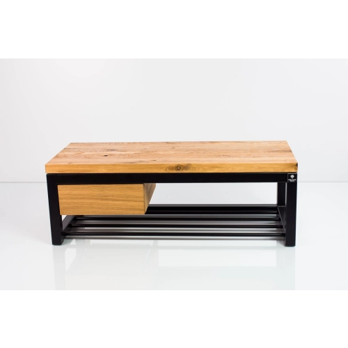 Ławka Metalowa Loft Siedzisko Drewno Lite Dąb LM-12 Rozmiary od 50 cm do 200 cm